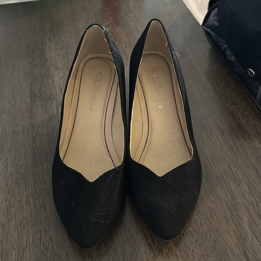 Black wedge heel business casual shoes